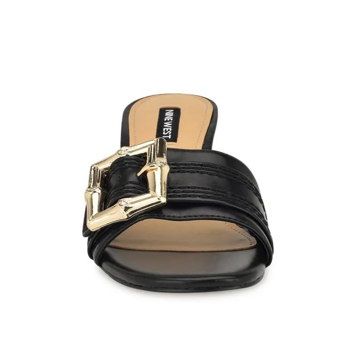 Nine West Sandals Women Garta Buckle Slide Sandals Black