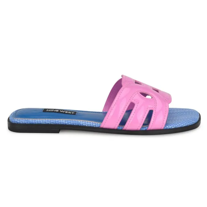Nine West Sandals Women Geena Flat Slide Sandals Pinkblue