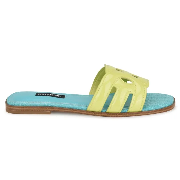 Nine West Sandals Women Geena Flat Slide Sandals Yellowblue