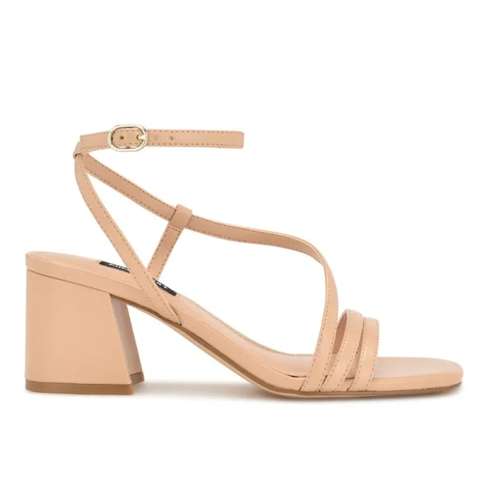 Nine West Sandals Women Georga Block Heel Sandals Warm Blush