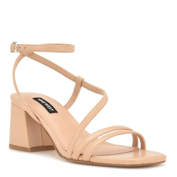 Nine West Sandals Women Georga Block Heel Sandals Warm Blush