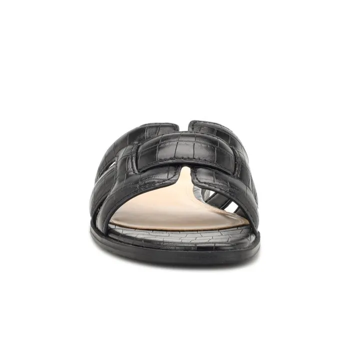 Nine West Sandals Women Germani Flat Slide Sandals Jet Black