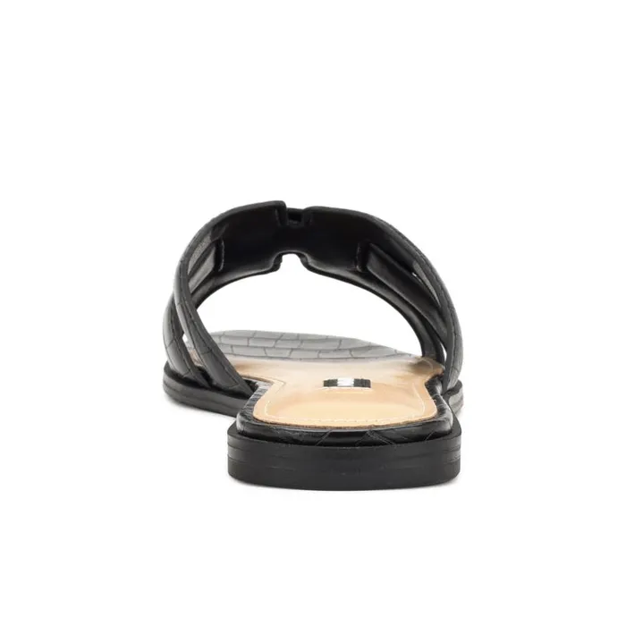 Nine West Sandals Women Germani Flat Slide Sandals Jet Black