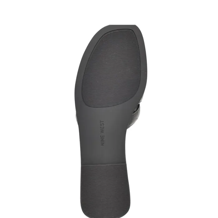 Nine West Sandals Women Germani Flat Slide Sandals Jet Black