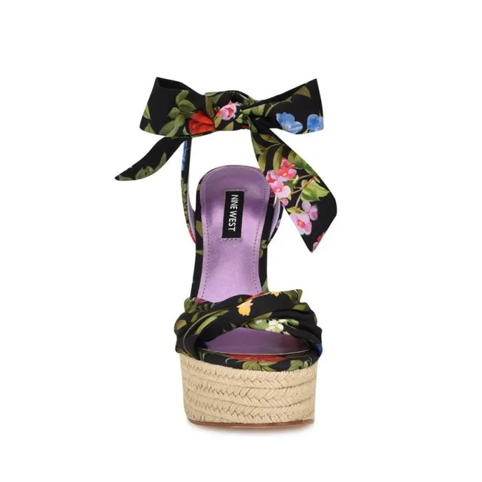 Nine West Sandals Women Gertha Platform Espadrille Sandals Black Floral Nine West Sandals Women Gertha Platform Espadrille Sandals Black Floral