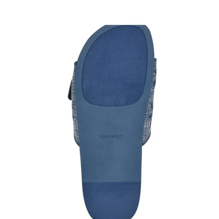 Nine West Sandals Women Giulia Casual Footbed Sandals Blue Raffia Nine West Sandals Women Giulia Casual Footbed Sandals Blue Raffia