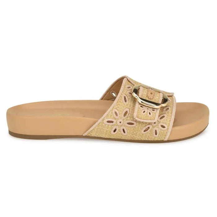 Nine West Sandals Women Giulia Casual Footbed Sandals Natural Raffia