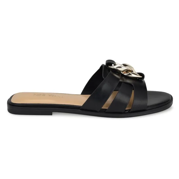 Nine West Sandals Women Graso Casual Flat Sandals Black