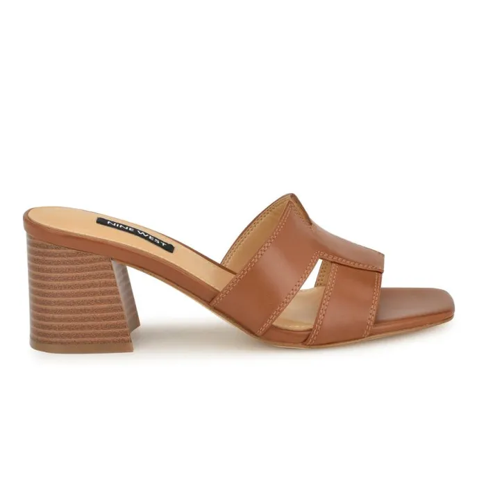 Nine West Sandals Women Griselda Block Heel Sandals Brown
