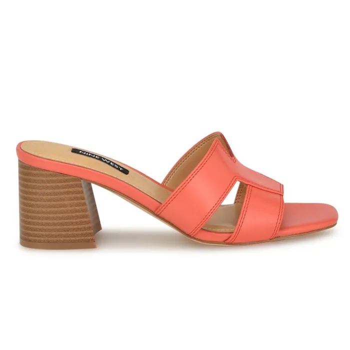 Nine West Sandals Women Griselda Block Heel Sandals Orange