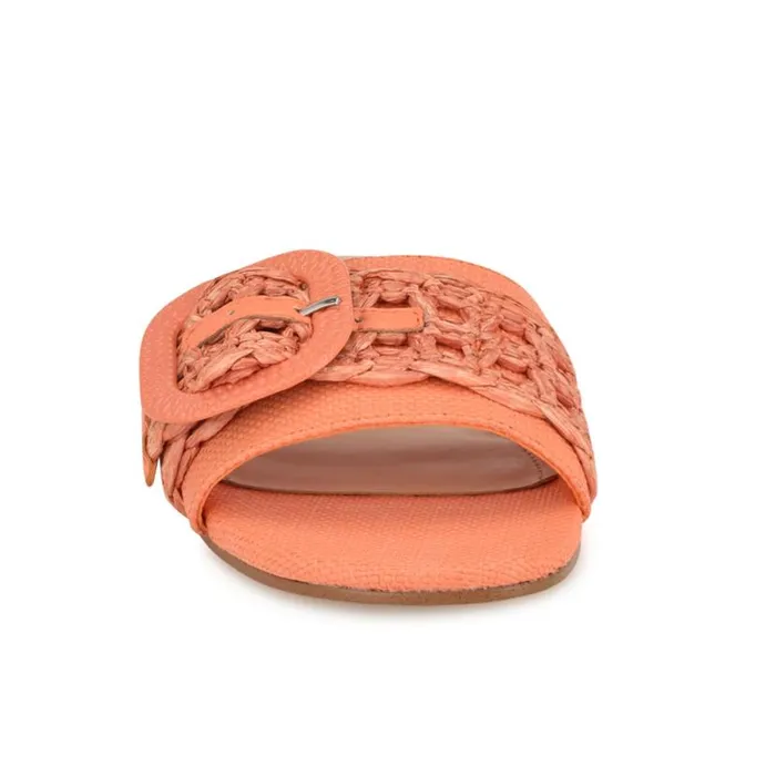 Nine West Sandals Women Hagleigh Flat Slide Sandals Orange Raffia Nine West Sandals Women Hagleigh Flat Slide Sandals Orange Raffia