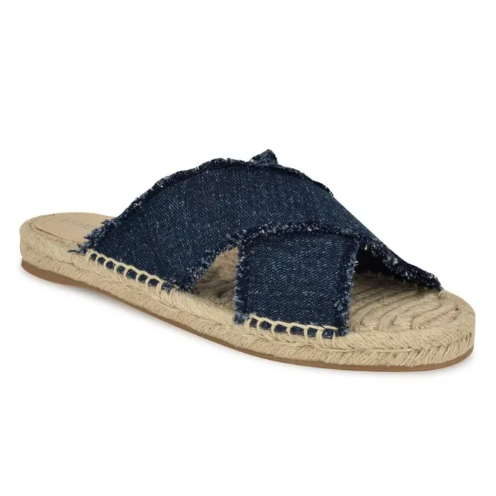 Nine West Sandals Women Hamden Flat Casual Sandals Denim