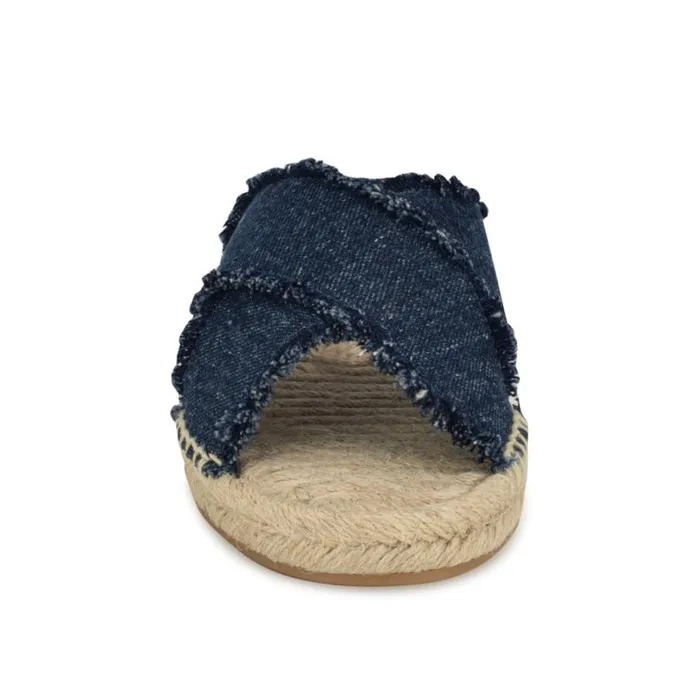 Nine West Sandals Women Hamden Flat Casual Sandals Denim