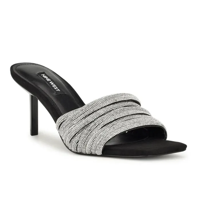 Nine West Sandals Women Harbor Heeled Slide Sandals Blackblack