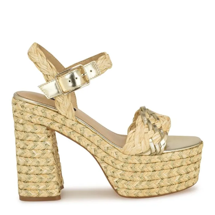 Nine West Sandals Women Jolane Espadrille Platform Sandals Medium Natural