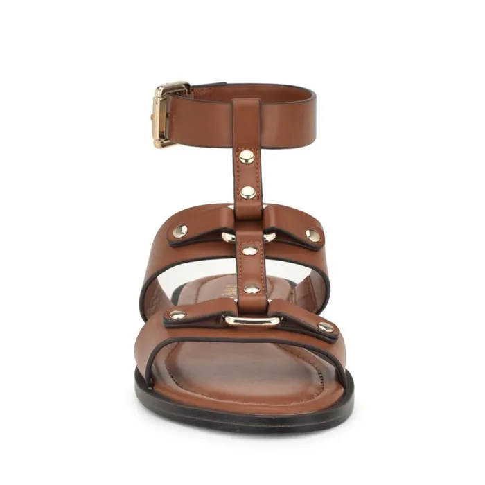 Nine West Sandals Women Jouise Ankle Strap Flat Sandals Brown