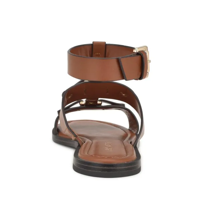 Nine West Sandals Women Jouise Ankle Strap Flat Sandals Brown
