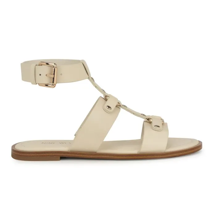 Nine West Sandals Women Jouise Ankle Strap Flat Sandals Ivory