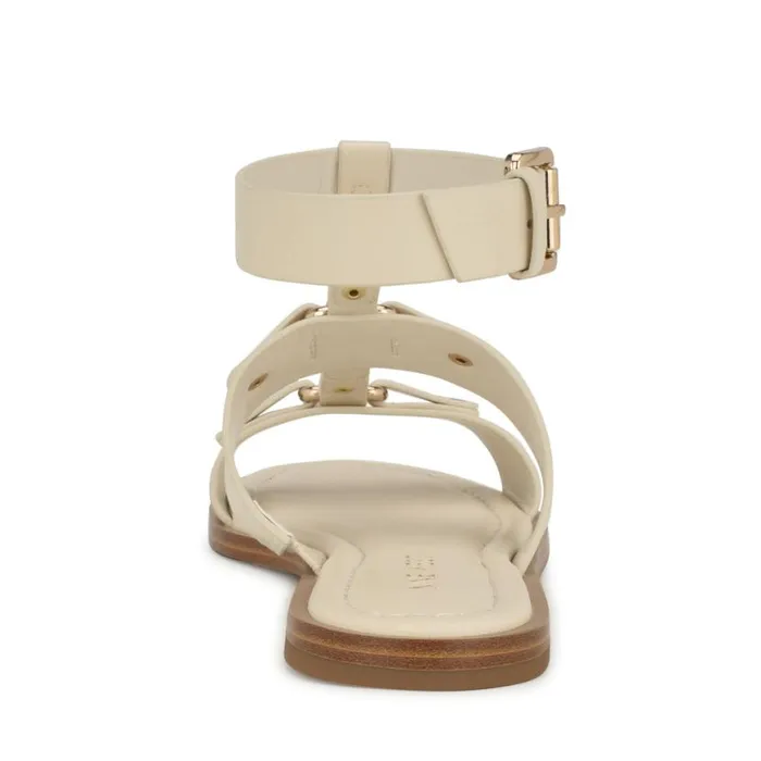 Nine West Sandals Women Jouise Ankle Strap Flat Sandals Ivory