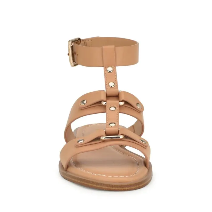 Nine West Sandals Women Jouise Ankle Strap Flat Sandals Light Natural