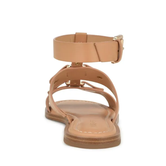 Nine West Sandals Women Jouise Ankle Strap Flat Sandals Light Natural
