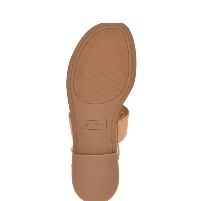 Nine West Sandals Women Jouise Ankle Strap Flat Sandals Light Natural