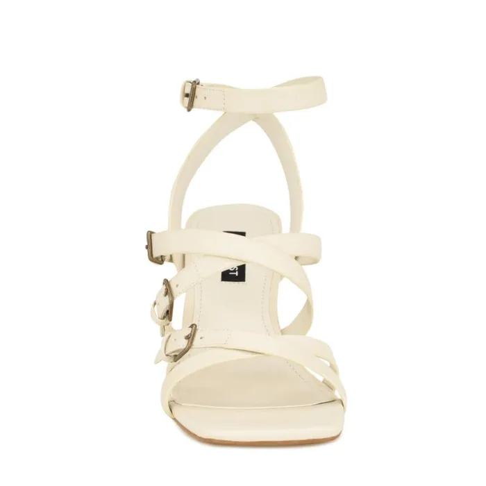 Nine West Sandals Women Karrly Ankle Strap Heeled Sandals Ivory