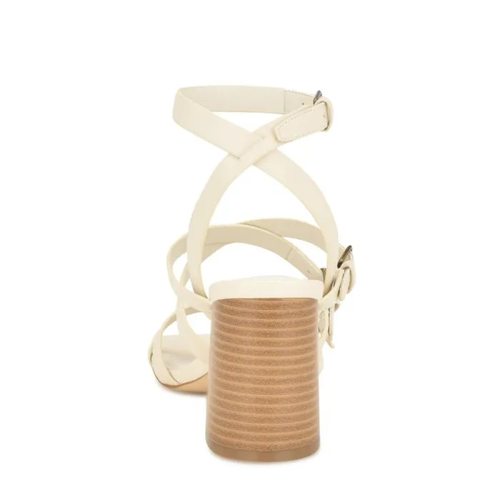 Nine West Sandals Women Karrly Ankle Strap Heeled Sandals Ivory
