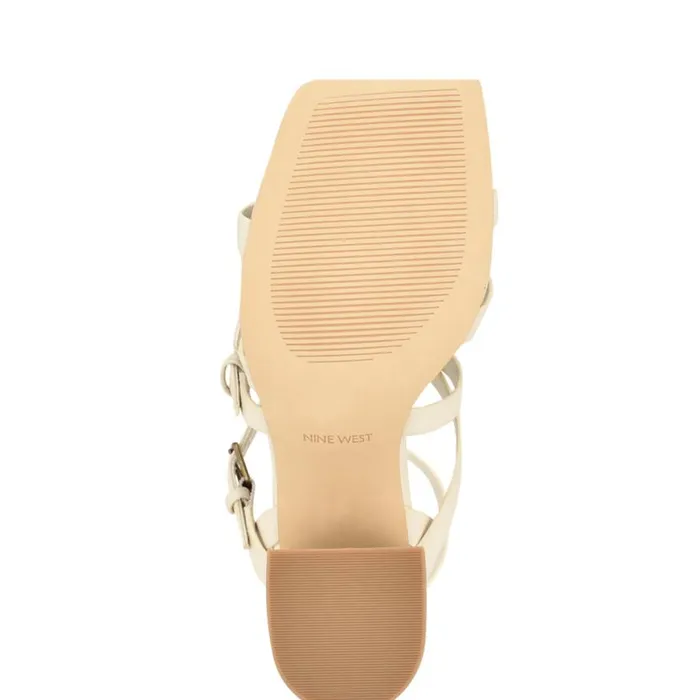 Nine West Sandals Women Karrly Ankle Strap Heeled Sandals Ivory