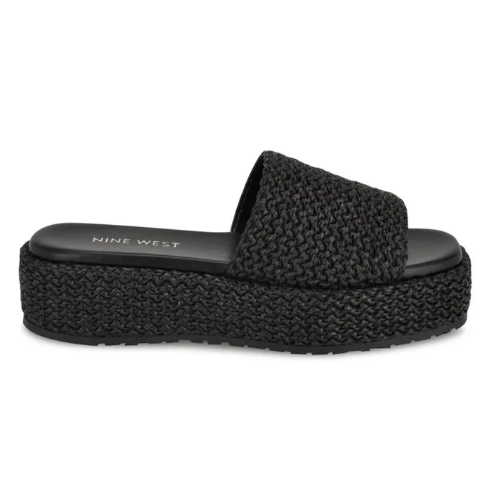 Nine West Sandals Women Keziah Flatform Slide Sandals Black