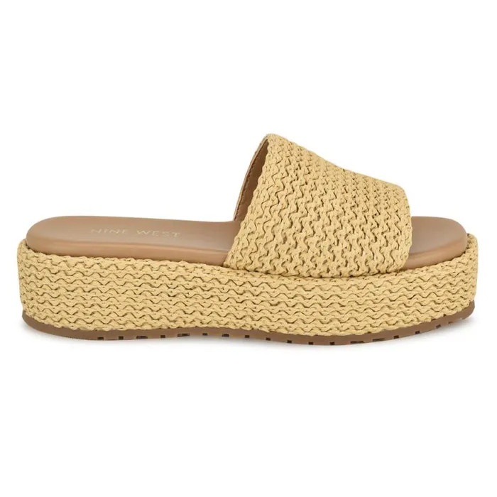 Nine West Sandals Women Keziah Flatform Slide Sandals Light Natural