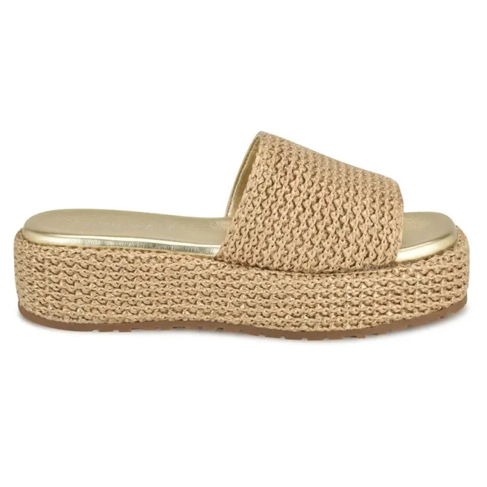 Nine West Sandals Women Keziah Flatform Slide Sandals Platino