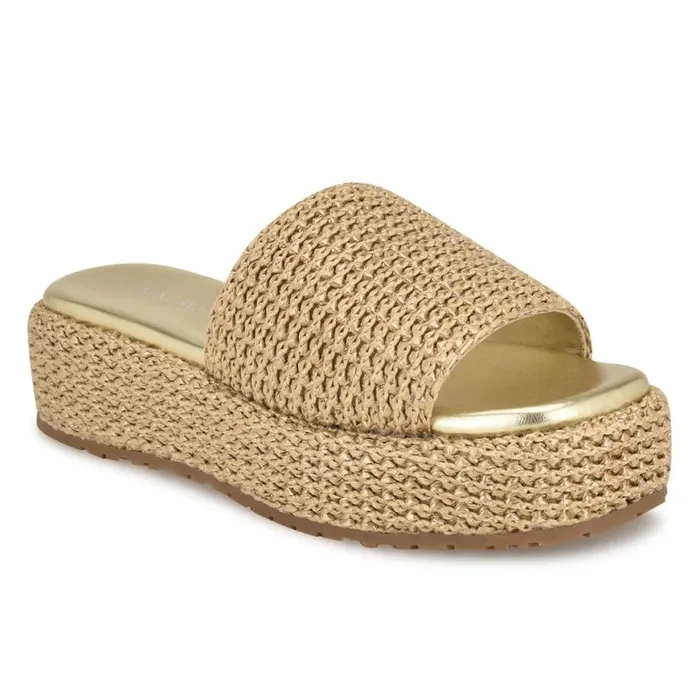 Nine West Sandals Women Keziah Flatform Slide Sandals Platino