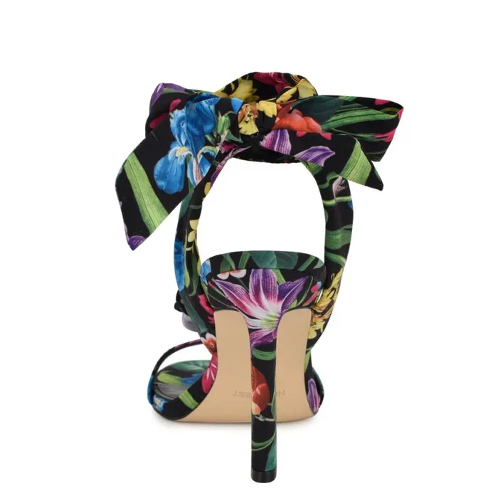 Nine West Sandals Women Krave Rosette Sandals Black Floral