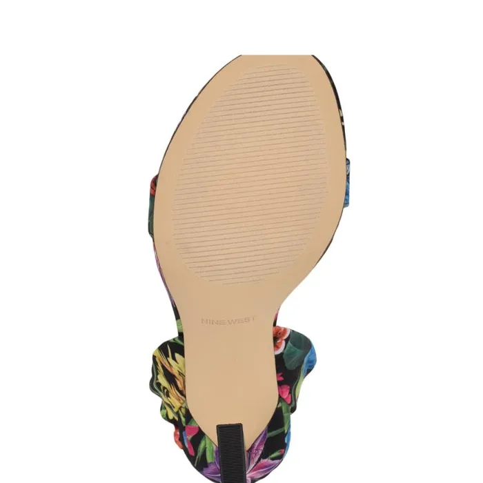 Nine West Sandals Women Krave Rosette Sandals Black Floral