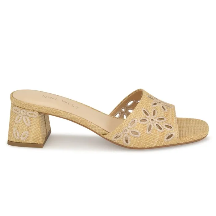 Nine West Sandals Women Lidey Eyelet Slide Sandals Natural