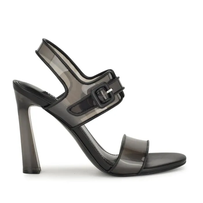 Nine West Sandals Women Lucile Clear Strappy Sandals Black