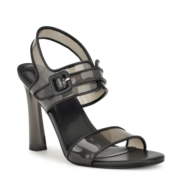 Nine West Sandals Women Lucile Clear Strappy Sandals Black