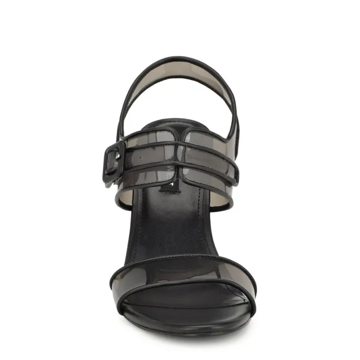 Nine West Sandals Women Lucile Clear Strappy Sandals Black