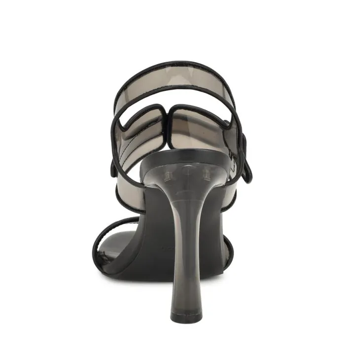 Nine West Sandals Women Lucile Clear Strappy Sandals Black