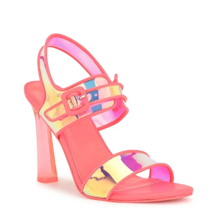 Nine West Sandals Women Lucile Clear Strappy Sandals Pink