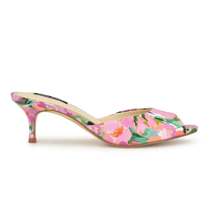 Nine West Sandals Women Luvlie Heeled Slide Sandals Pink Floral