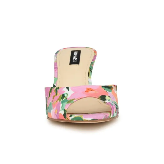Nine West Sandals Women Luvlie Heeled Slide Sandals Pink Floral Nine West Sandals Women Luvlie Heeled Slide Sandals Pink Floral