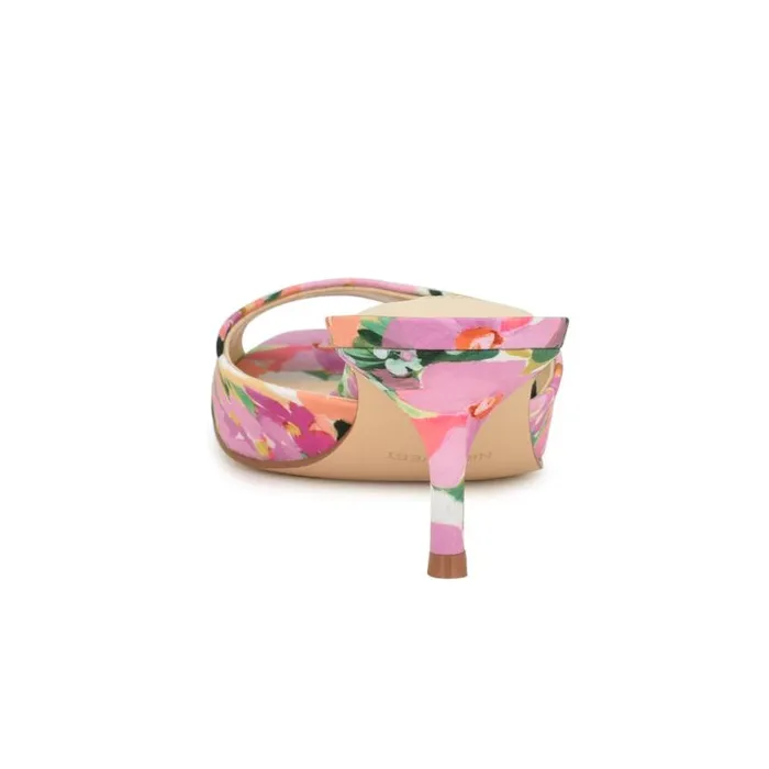 Nine West Sandals Women Luvlie Heeled Slide Sandals Pink Floral Nine West Sandals Women Luvlie Heeled Slide Sandals Pink Floral