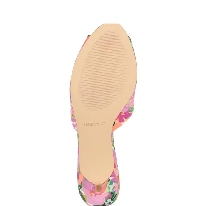 Nine West Sandals Women Luvlie Heeled Slide Sandals Pink Floral Nine West Sandals Women Luvlie Heeled Slide Sandals Pink Floral
