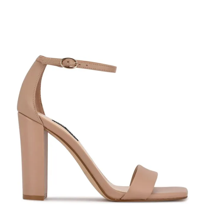 Nine West Sandals Women Marrie Ankle Strap Sandals Nude Leather