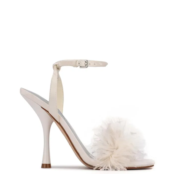 Nine West Sandals Women Milano Heeled Sandals Ivory Satin