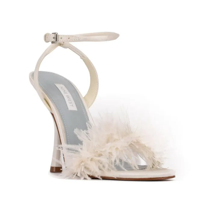 Nine West Sandals Women Milano Heeled Sandals Ivory Satin Nine West Sandals Women Milano Heeled Sandals Ivory Satin