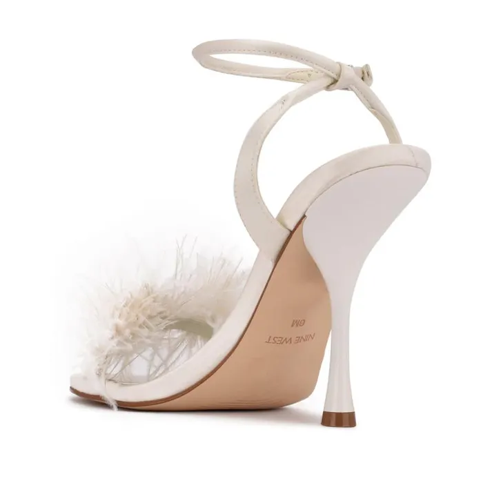 Nine West Sandals Women Milano Heeled Sandals Ivory Satin Nine West Sandals Women Milano Heeled Sandals Ivory Satin