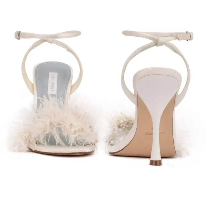 Nine West Sandals Women Milano Heeled Sandals Ivory Satin Nine West Sandals Women Milano Heeled Sandals Ivory Satin